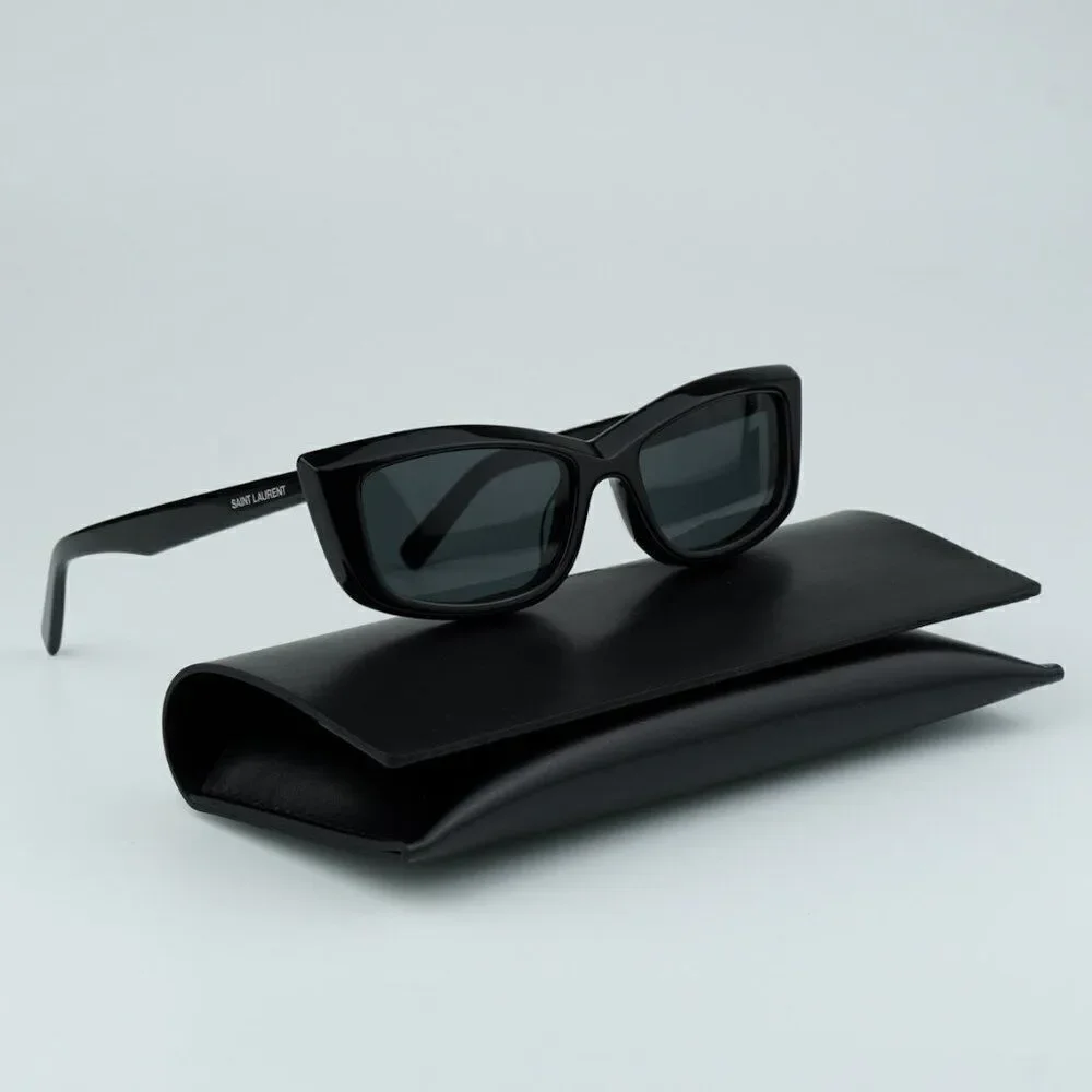 SALE! NEW Saint Laurent SL658 001 Black Rectangle Unisex Sunglasses